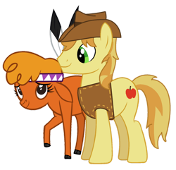 Size: 1280x1232 | Tagged: safe, artist:santi0095, braeburn, little strongheart, pony, g4, female, male, ship:braeheart, shipping, show accurate, simple background, straight, transparent background