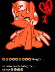 Size: 720x932 | Tagged: safe, artist:pegasister delta aetos, oc, oc only, alicorn, pony, base used, crying, eyes closed, female, sad, solo