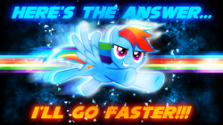 Size: 3840x2160 | Tagged: safe, artist:cloudy glow, artist:game-beatx14, edit, rainbow dash, pegasus, pony, g4, female, flying, high res, mare, princewhateverer, solo, song reference, spread wings, text, wallpaper, wallpaper edit, wings