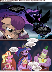 Size: 1280x1778 | Tagged: safe, artist:saturdaymorningproj, izzy moonbow, luster dawn, spike, sunny starscout, twilight sparkle, alicorn, dragon, earth pony, pony, unicorn, g4, g5, my little pony: a new generation, the last problem, cinema, comic, dialogue, discussion in the comments, evil twilight, extended version, female, food, gigachad spike, injured, justice league, luster dawn is not amused, male, mare, movie, older, older spike, older twilight, older twilight sparkle (alicorn), popcorn, princess twilight 2.0, reaction to own portrayal, soda, speech bubble, spike is not amused, that magic was not yours to give, twilight sparkle (alicorn), twilight sparkle is not amused, unamused, zack snyder's justice league