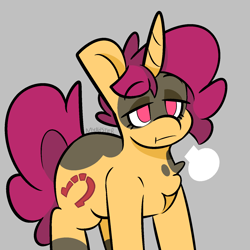 Size: 1500x1500 | Tagged: safe, artist:myahster, oc, oc only, oc:mystery brew, pony, unicorn, ambiguous gender, eyebrows, eyebrows visible through hair, markings, no pupils, solo