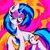 Size: 2048x2048 | Tagged: safe, artist:crypticcervine, dj pon-3, vinyl scratch, pony, unicorn, g4, abstract background, female, high res, mare, raised hoof, solo, vinyl's glasses