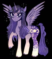 Size: 1267x1444 | Tagged: safe, artist:hotots, princess luna, alicorn, pony, g4, redesign, solo, sparkles, spread wings, wings