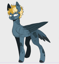 Size: 648x705 | Tagged: safe, artist:mewzynn, oc, oc only, oc:cracked sky, pegasus, pony, looking at you, male, simple background, solo, stallion