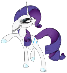 Size: 3355x3625 | Tagged: safe, artist:beamybutt, rarity, pony, unicorn, g4, angry, colored hooves, ear fluff, high res, horn, looking back, raised hoof, simple background, solo, transparent background