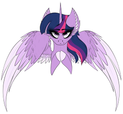Size: 2062x1915 | Tagged: safe, artist:beamybutt, twilight sparkle, alicorn, pony, g4, colored hooves, ear fluff, eyelashes, female, hooves together, horn, mare, simple background, solo, transparent background, twilight sparkle (alicorn), wings