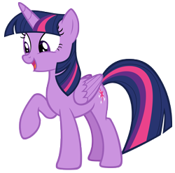 Size: 7187x7110 | Tagged: safe, artist:andoanimalia, twilight sparkle, alicorn, pony, g4, the hearth's warming club, absurd resolution, female, mare, open mouth, raised hoof, simple background, solo, transparent background, twilight sparkle (alicorn), vector