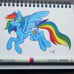 Size: 1080x1080 | Tagged: safe, artist:petaltheartist, rainbow dash, pegasus, pony, g4, backwards cutie mark, better source needed, female, mare, solo, traditional art