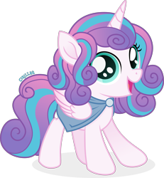 Size: 3581x3873 | Tagged: safe, artist:cirillaq, princess flurry heart, alicorn, pony, g4, cape, clothes, cute, female, filly, filly flurry heart, flurrybetes, happy, high res, older, older flurry heart, open mouth, open smile, simple background, smiling, solo, transparent background