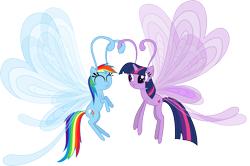 Size: 8395x5580 | Tagged: safe, artist:waveywaves, rainbow dash, twilight sparkle, breezie, g4, it ain't easy being breezies, absurd resolution, breeziefied, cute, duo, eyes closed, female, flying, rainbow breez, simple background, smiling, species swap, transparent background, twilight breezie