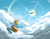 Size: 1280x988 | Tagged: safe, artist:gloomydinosaur, rainbow dash, pegasus, pony, g4, cloud, flying, plane, sky, solo, sun