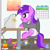 Size: 4000x4000 | Tagged: safe, artist:nitei, amethyst star, sparkler, pony, unicorn, g4, adult foal, chair, computer, diaper, diaper fetish, fetish, meeting, non-baby in diaper, pink diaper, show accurate, sitting, toy, webcam