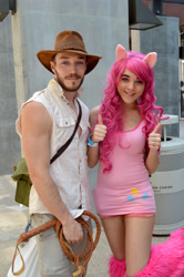 Size: 4000x6016 | Tagged: safe, artist:hollywoodenvy, pinkie pie, human, g4, clothes, cosplay, costume, crossover, indiana jones, irl, irl human, photo
