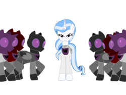 Size: 2048x1536 | Tagged: safe, artist:chanyhuman, majesty, earth pony, pegasus, pony, unicorn, g1, g4, antagonist, armor, army, cult, cult leader, cultist, description, description is relevant, evil queen, g1 to g4, generation leap, masked pony, queen majesty, queen majesty iv, secret, simple background, terrorist, villainess, white background