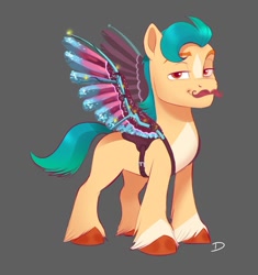 Size: 999x1063 | Tagged: safe, artist:imalou, hitch trailblazer, earth pony, pony, g5, my little pony: a new generation, spoiler:my little pony: a new generation, concept art, cropped, disguise, fake moustache, fake wings, male, stallion