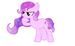 Size: 1920x1200 | Tagged: safe, artist:nitlynjane, oc, oc only, oc:galaxy twinkle, earth pony, pony, ethereal mane, ethereal tail, galaxy mane, hmm, pink eyes, pink pony, questioning, simple background, solo, stars, tail, thinking, transparent background