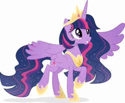 Size: 4096x3360 | Tagged: dead source, safe, artist:cuddly stary, twilight sparkle, alicorn, pony, g4, the last problem, crown, ethereal mane, hoof shoes, jewelry, older, older twilight, older twilight sparkle (alicorn), peytral, princess twilight 2.0, regalia, simple background, solo, starry mane, twilight sparkle (alicorn), white background