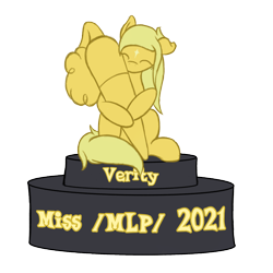 Size: 1500x1500 | Tagged: safe, pony, carrot, food, herbivore, miss /mlp/ 2021, simple background, solo, transparent background, trophy, verity