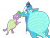 Size: 2388x1821 | Tagged: safe, artist:princebluemoon3, color edit, edit, editor:derpyfannumber2, princess ember, spike, dragon, g4, arm behind back, belly, big belly, colored, dragoness, dragonlard ember, duo, fat, fat spike, female, huge belly, looking at each other, simple background, smiling, smiling at each other, transparent background, winged spike, wings