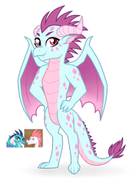 Size: 1154x1507 | Tagged: safe, artist:unoriginai, fizzle, princess ember, oc, oc only, dragon, g4, dragon oc, fizzlember, hand on hip, looking at you, offspring, parent:fizzle, parent:princess ember, parents:fizzlember, simple background, smiling, smiling at you, solo, transparent background