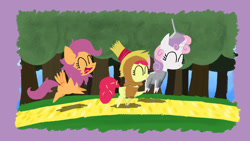 Size: 1280x720 | Tagged: safe, artist:broken-pen, apple bloom, scootaloo, sweetie belle, earth pony, pegasus, pony, unicorn, g4, clothes, costume, cutie mark crusaders, female, filly, the wizard of oz