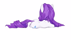 Size: 5000x3000 | Tagged: safe, artist:blue ink, rarity, pony, unicorn, g4, back, female, lying down, mare, rear view, simple background, solo, white background