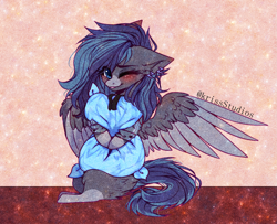 Size: 4069x3300 | Tagged: safe, artist:krissstudios, oc, oc only, pegasus, pony, female, hug, mare, one wing out, pillow, pillow hug, solo, wings