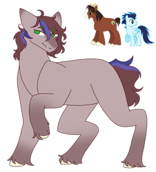 Size: 1280x1419 | Tagged: safe, artist:inkprism, soarin', trouble shoes, oc, earth pony, pegasus, pony, g4, crack ship offspring, gradient hooves, magical gay spawn, offspring, parent:soarin', parent:trouble shoes, simple background, transparent background, unshorn fetlocks