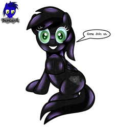 Size: 3840x4154 | Tagged: safe, artist:damlanil, oc, oc only, oc:cloud song, goo, latex pony, original species, pegasus, pony, blue sclera, comic, commission, cute, female, frog (hoof), grin, happy, high res, latex, living latex, looking at you, mare, raised hoof, rubber, shiny, shiny mane, show accurate, simple background, smiling, smiling at you, solo, symbiote, talking to viewer, text, transformation, transparent background, underhoof, vector, wings
