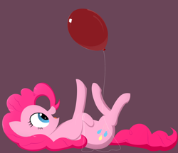 Size: 2254x1950 | Tagged: safe, artist:mizhisha, pinkie pie, earth pony, pony, g4, balloon, cute, diapinkes, happy, lying down, on back, open mouth, playing, simple background, solo, that pony sure does love balloons