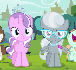 Size: 638x590 | Tagged: safe, edit, edited screencap, editor:cutiesparke, screencap, diamond tiara, silver spoon, pegasus, pony, unicorn, g4, duo focus, female, filly, looking at you, nose in the air, open mouth, race swap, volumetric mouth