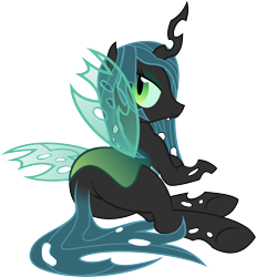 Size: 4206x4544 | Tagged: safe, artist:sunran80, queen chrysalis, changeling, changeling queen, g4, .svg available, bugbutt, butt, chrysalass, female, lidded eyes, looking at you, looking back, looking back at you, lying down, missing accessory, plot, sexy, show accurate, simple background, smiling, solo, stupid sexy chrysalis, sultry pose, transparent background, vector
