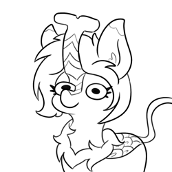 Size: 792x792 | Tagged: safe, artist:tjpones, oc, oc only, oc:crow mellow, kirin, black and white, female, gift art, grayscale, kirin oc, lineart, monochrome, simple background, smiling, solo, white background