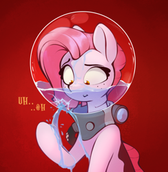 Size: 716x735 | Tagged: safe, artist:rexyseven, oc, oc only, oc:koraru koi, merpony, pony, broken glass, bubble helmet, female, helmet, imminent asphyxiation, imminent death, solo, this will end in death, this will not end well, water
