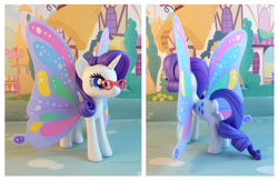 Size: 1306x850 | Tagged: safe, artist:krowzivitch, rarity, pony, g4, craft, diorama, female, figurine, glasses, glimmer wings, gossamer wings, irl, photo, rarity's glasses, sculpture, solo, standing, traditional art, wings