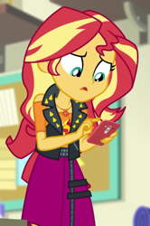 Size: 385x579 | Tagged: safe, screencap, sunset shimmer, equestria girls, equestria girls specials, g4, my little pony equestria girls: better together, my little pony equestria girls: holidays unwrapped, o come all ye squashful, cropped, female, geode of empathy, magical geodes, solo