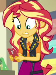 Size: 546x726 | Tagged: safe, screencap, sunset shimmer, equestria girls, equestria girls specials, g4, my little pony equestria girls: better together, my little pony equestria girls: holidays unwrapped, o come all ye squashful, cropped, female, geode of empathy, magical geodes, solo
