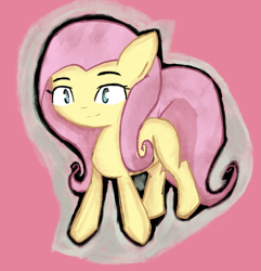 Size: 1531x1590 | Tagged: safe, artist:solid shrimp, fluttershy, pegasus, pony, g4, female, pink background, simple background, solo