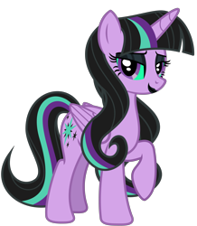Size: 4651x5342 | Tagged: safe, alternate version, artist:severity-gray, twilight sparkle, alicorn, pony, absurd resolution, bedroom eyes, colored sclera, eyeshadow, female, lipstick, looking at you, makeup, mare, raised hoof, simple background, smiling, smiling at you, solo, transparent background, twilight sparkle (alicorn), twivine sparkle