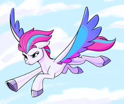 Size: 2586x2183 | Tagged: safe, artist:narndraws, zipp storm, pegasus, pony, g5, my little pony: a new generation, cloud, cloudy, female, flying, high res, mare, sky, solo, spread wings, wings