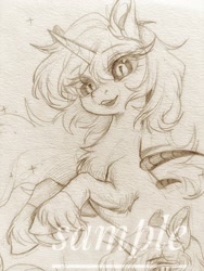 Size: 1536x2048 | Tagged: safe, artist:paipaishuaige, oc, oc only, pony, unicorn, chest fluff, looking at you, slit pupils, solo, traditional art, unshorn fetlocks