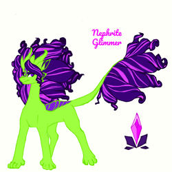 Size: 2000x2000 | Tagged: safe, artist:vividspark, oc, oc only, oc:nephrite glimmer, dracony, hybrid, female, high res, horns, interspecies offspring, mare, offspring, parent:rarity, parent:spike, parents:sparity, simple background, white background