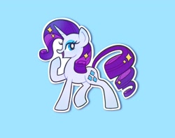 Size: 2048x1616 | Tagged: safe, artist:squididdlee, rarity, pony, unicorn, g4, blue background, female, mare, open mouth, profile, simple background, solo