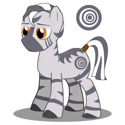 Size: 1000x1000 | Tagged: safe, artist:warren peace, oc, oc only, oc:xiphos, zebra, ashes town, fallout equestria, coat markings, male, scar, scarred, shadow, simple background, solo, stallion, tail, tail wrap, transparent background, unimpressed