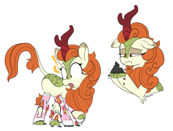 Size: 2915x2204 | Tagged: safe, artist:icey, autumn blaze, kirin, ash, awwtumn blaze, clothes, crying, cute, female, fire, floppy ears, frown, high res, kirin problems, open mouth, sad, sadorable, shocked, shocked expression, simple background, socks, solo, striped socks, white background