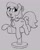 Size: 1287x1608 | Tagged: safe, artist:heretichesh, coco pommel, earth pony, pony, g4, blushing, cocobetes, cute, eye clipping through hair, female, gray background, grayscale, mare, monochrome, open mouth, open smile, partial color, pommel horse, pun, simple background, smiling, solo, sweat, sweatdrop, visual pun