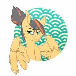 Size: 2688x2688 | Tagged: safe, artist:zahsart, oc, oc only, pegasus, pony, ear fluff, high res, ponytail, simple background, solo, white background