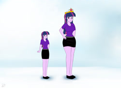 Size: 1920x1397 | Tagged: safe, artist:egstudios93, twilight sparkle, human, g4, ascension enhancement, big crown thingy, breasts, busty twilight sparkle, element of magic, female, giantess, hips, humanized, jewelry, macro, regalia