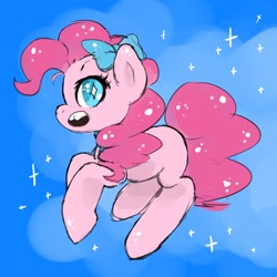 Size: 1280x1280 | Tagged: safe, artist:queen-fia, pinkie pie, earth pony, pony, g4, bow, female, hair bow, mare, missing cutie mark, solo, starry eyes, wingding eyes