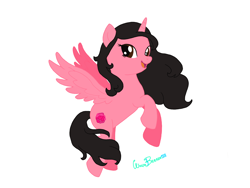Size: 2048x1536 | Tagged: safe, artist:wavebreeze234, oc, oc only, oc:rose werly, alicorn, pony, alicorn oc, female, horn, mare, signature, simple background, smiling, solo, white background, wings